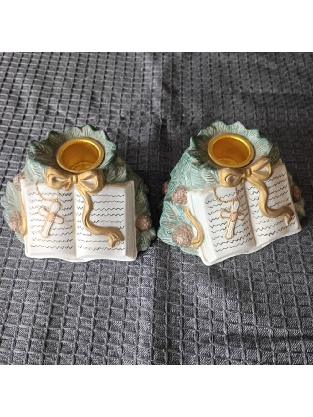 vintage Ceramic candle holder Christmas